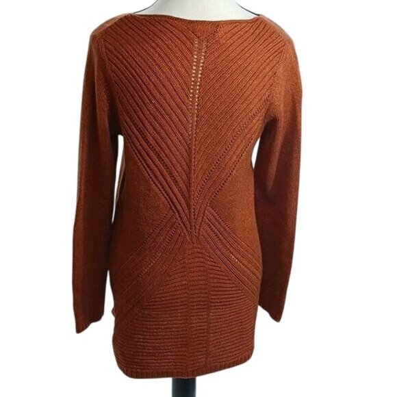 Merona Sweater Rust V Neck Knit Stretch Metallic Womens Size Small - Picture 5 of 7